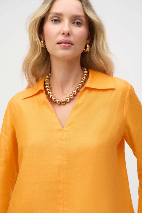 Blusa Naranja de Lino con Cuello Camisero – Joseph Ribkoff 252933
