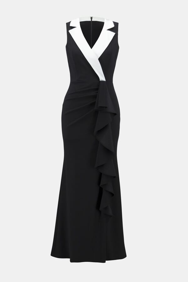 Vestido Largo Bicolor con Volantes Joseph Ribkoff - 241712