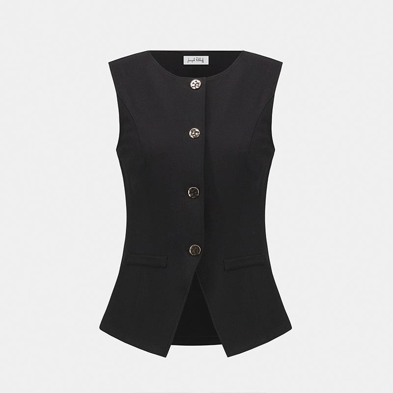 Chaleco Negro con Botones Joya – Joseph Ribkoff 253156