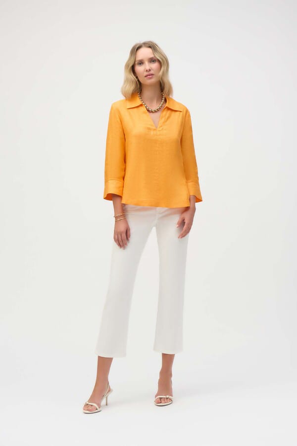 Blusa Naranja de Lino con Cuello Camisero – Joseph Ribkoff 252933