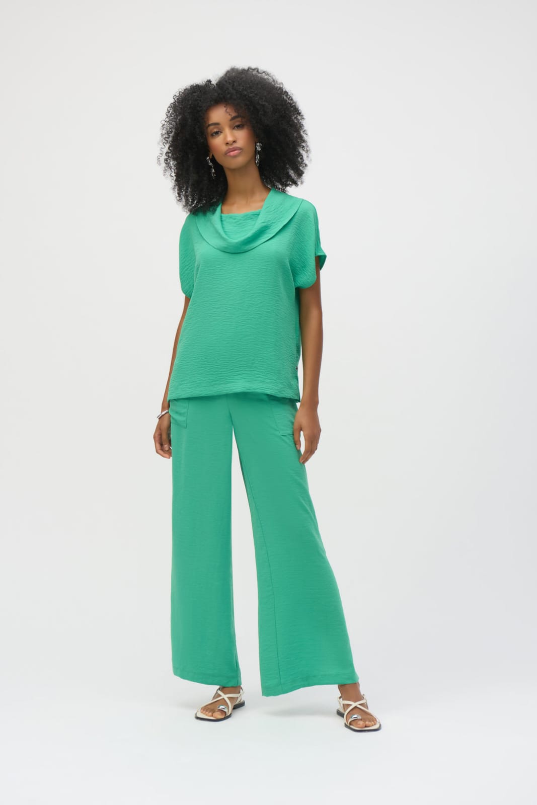 Blusa Verde con Cuello Drapeado- Joseph Ribkoff 252055