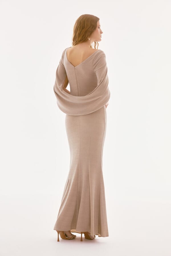 Vestido Largo Brillante con Mangas Drapadas Joseph Ribkoff - 251703