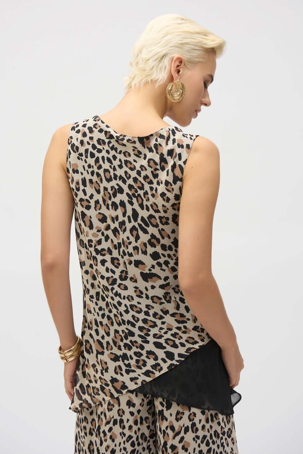 Blusa Asimétrica Reversible Animal Print - Joseph Ribkoff 252155
