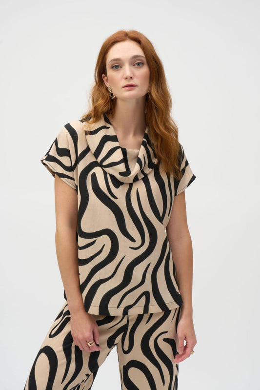 Blusa Cowl Abstract Beige – Joseph Ribkoff 252212
