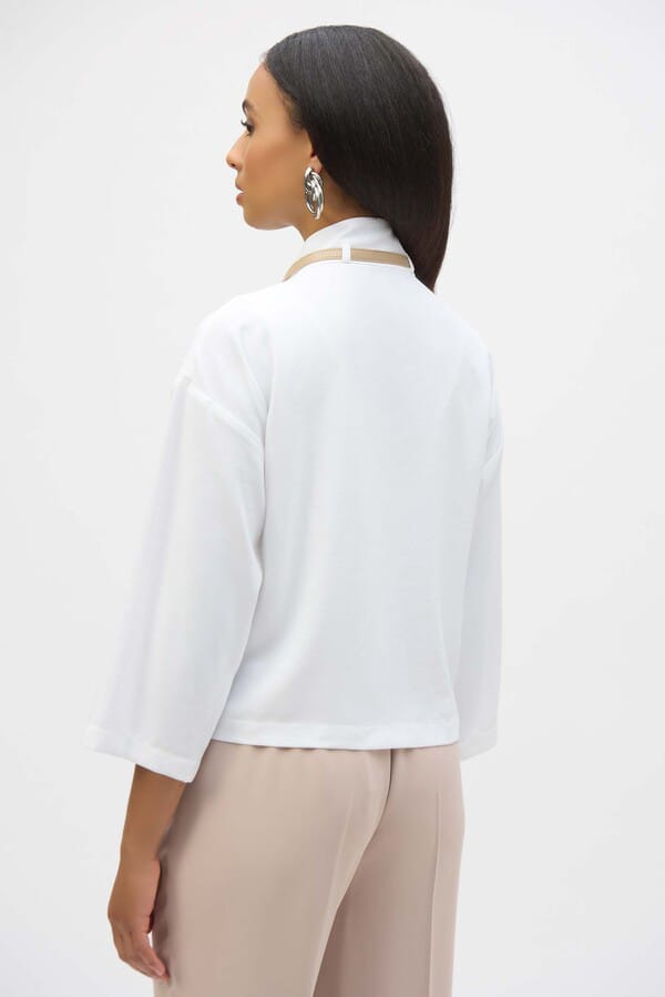 Blazer Cropped Blanco con Solapas Amplias - Joseph Ribkoff 252149