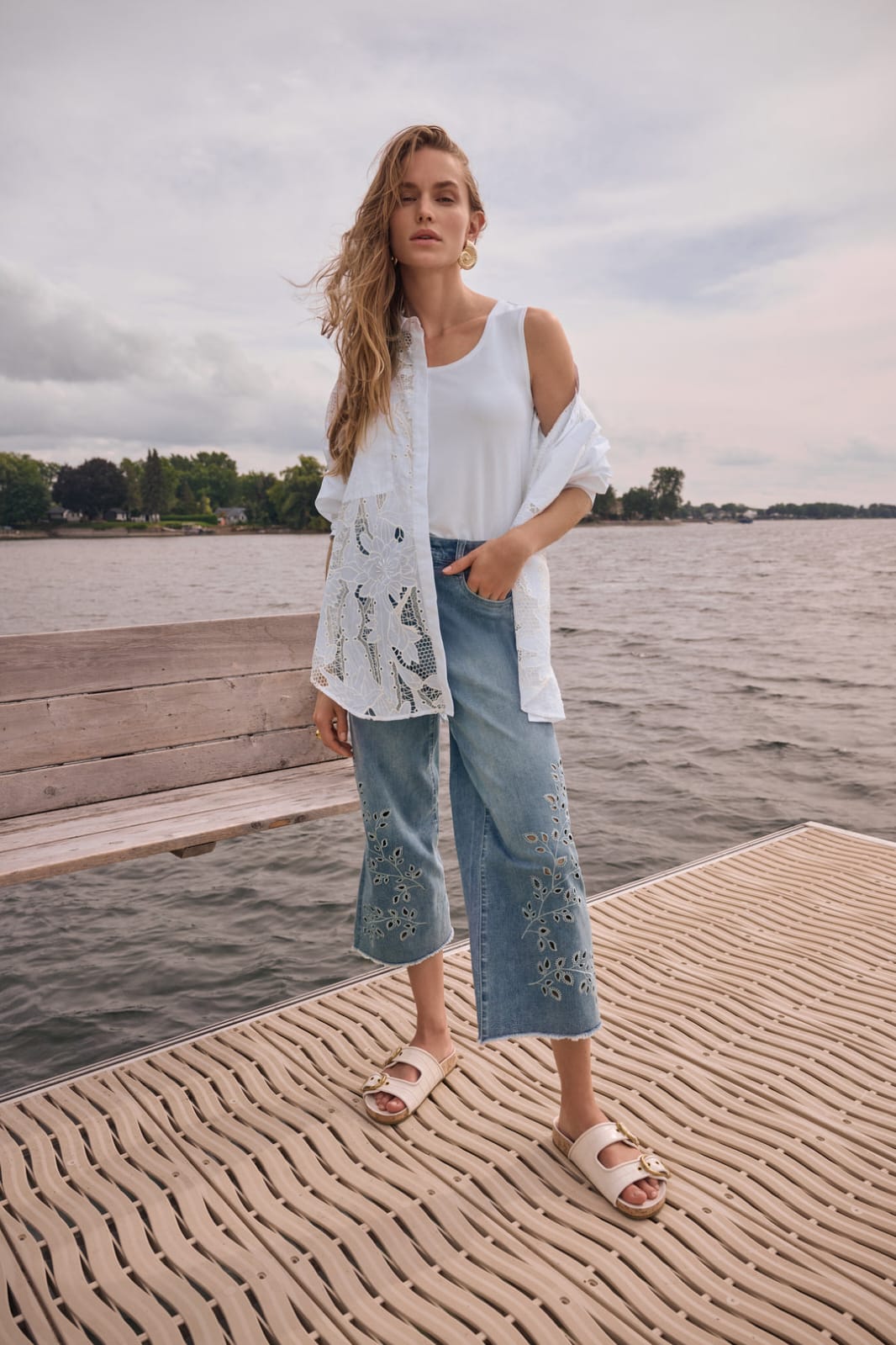Blusa Blanca con Encaje – Joseph Ribkoff 262952