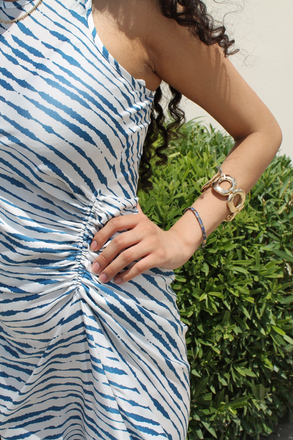 Vestido Midi Estampado con Drapeado Lateral - MC26902