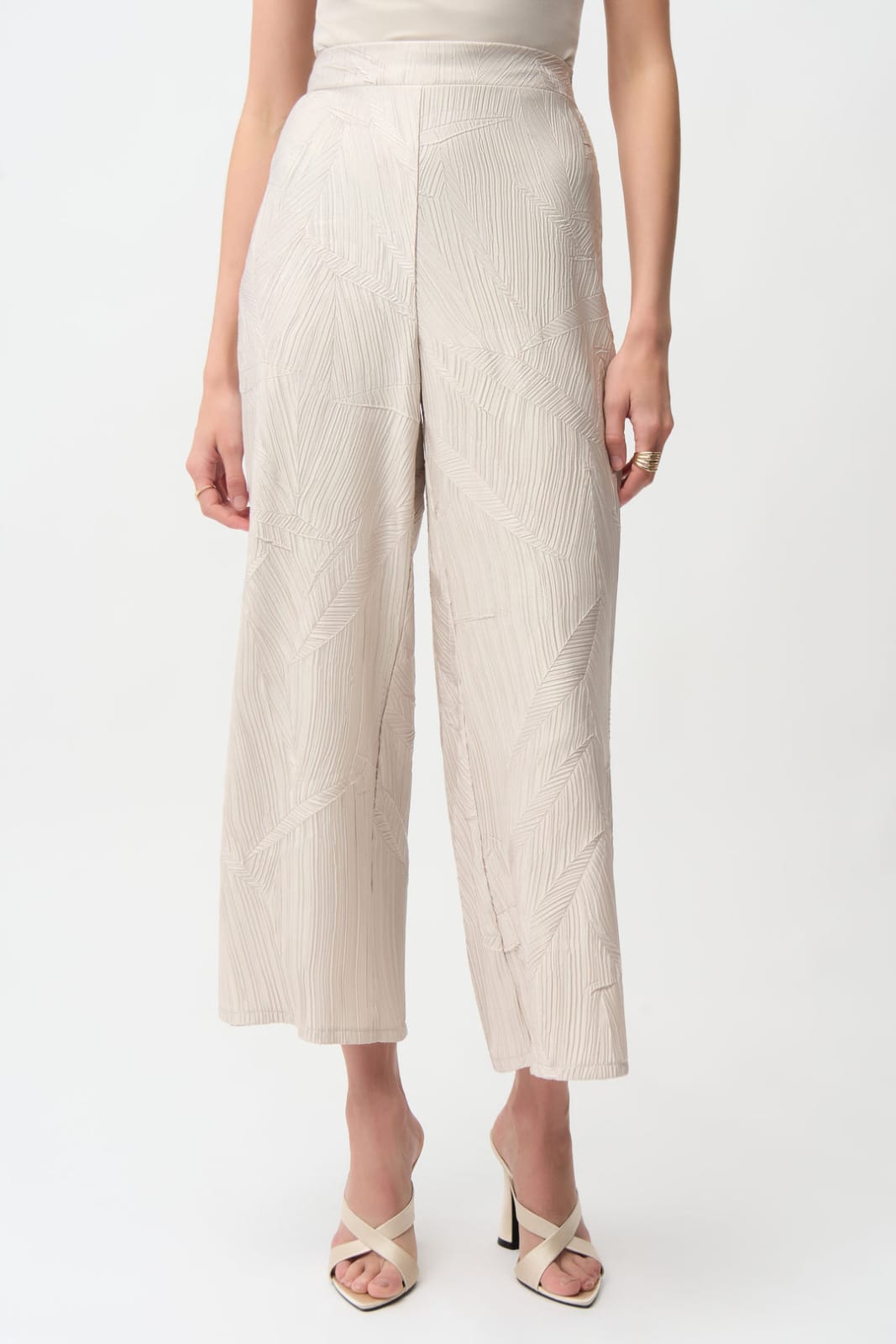 Pantalón Palazzo Beige Texturizado - Joseph Ribkoff 261161