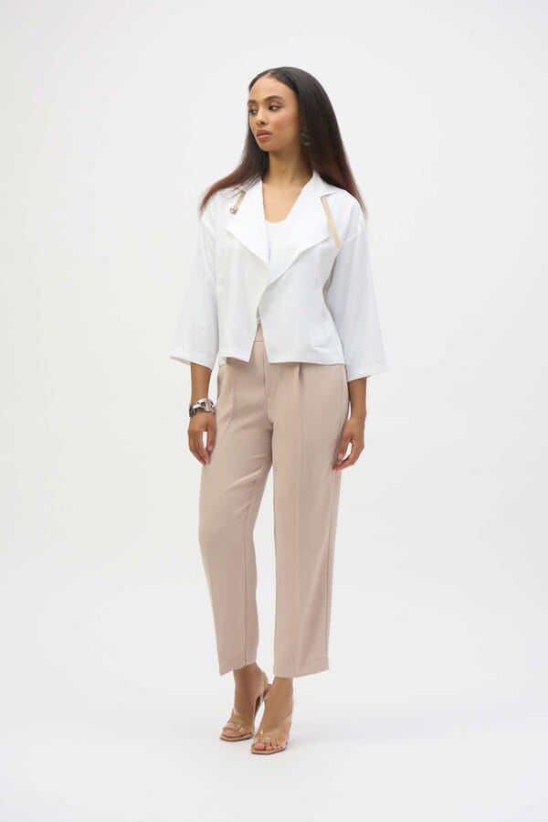 Blazer Cropped Blanco con Solapas Amplias - Joseph Ribkoff 252149