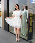 Vestido Corto Plisado Blanco - LD5480