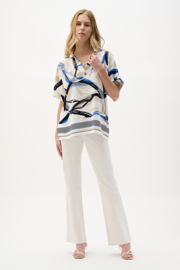 Blusa Estampada Azul y Beige – Joseph RIbkoff 262118