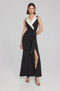 Vestido Largo Bicolor con Volantes Joseph Ribkoff - 241712