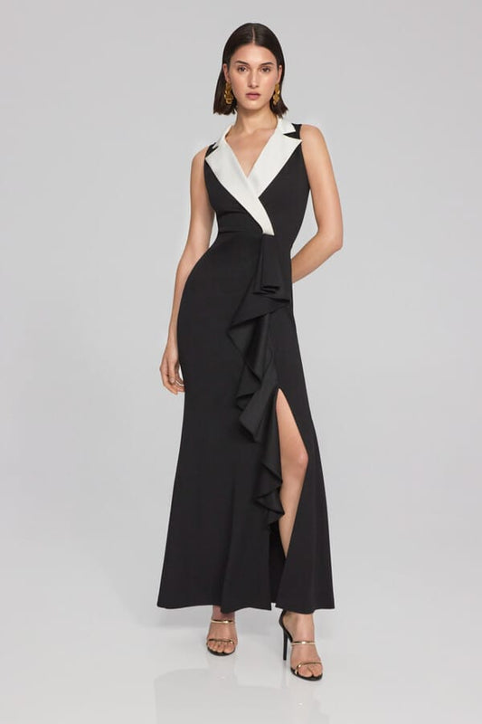 Vestido Largo Bicolor con Volantes Joseph Ribkoff - 241712