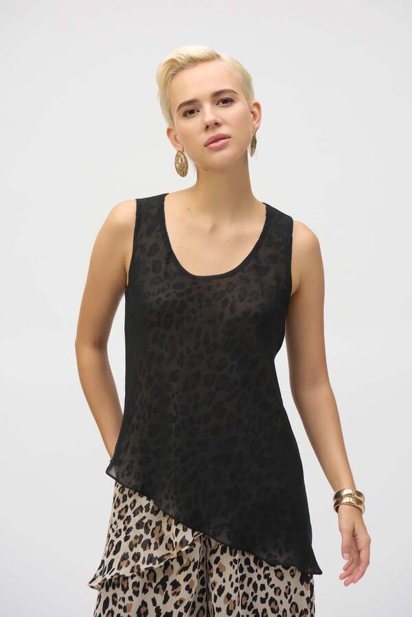 Blusa Asimétrica Reversible Animal Print - Joseph Ribkoff 252155