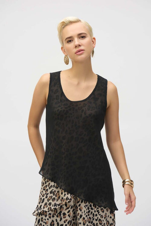 Blusa Asimétrica Reversible Animal Print - Joseph Ribkoff 252155