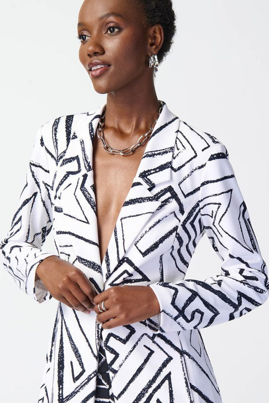 Saco Abstract White & Navy – Joseph Ribkoff 241034