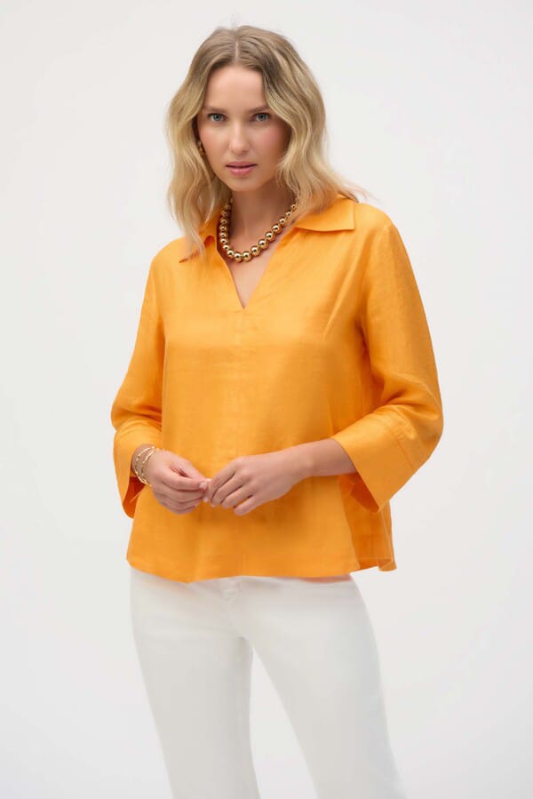 Blusa Naranja de Lino con Cuello Camisero – Joseph Ribkoff 252933
