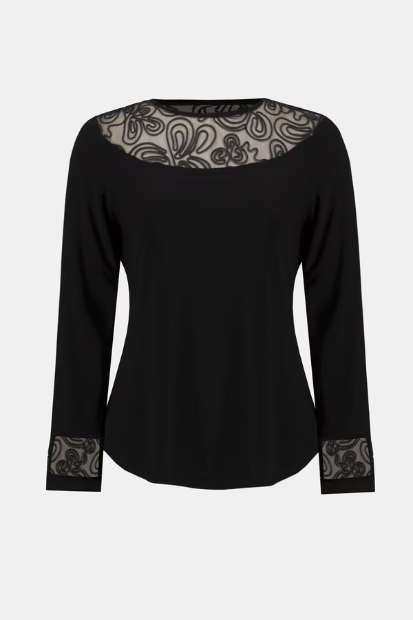 Blusa Negra con Transparencia Artística – Elegancia Sofisticada