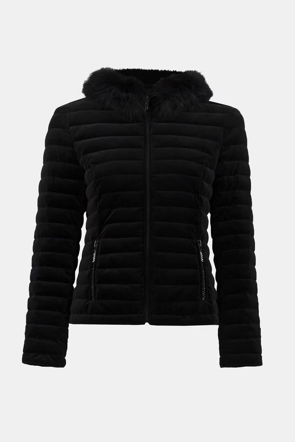 Chaqueta Acolchada Black con Cuello de Pelo – Joseph Ribkoff 253928
