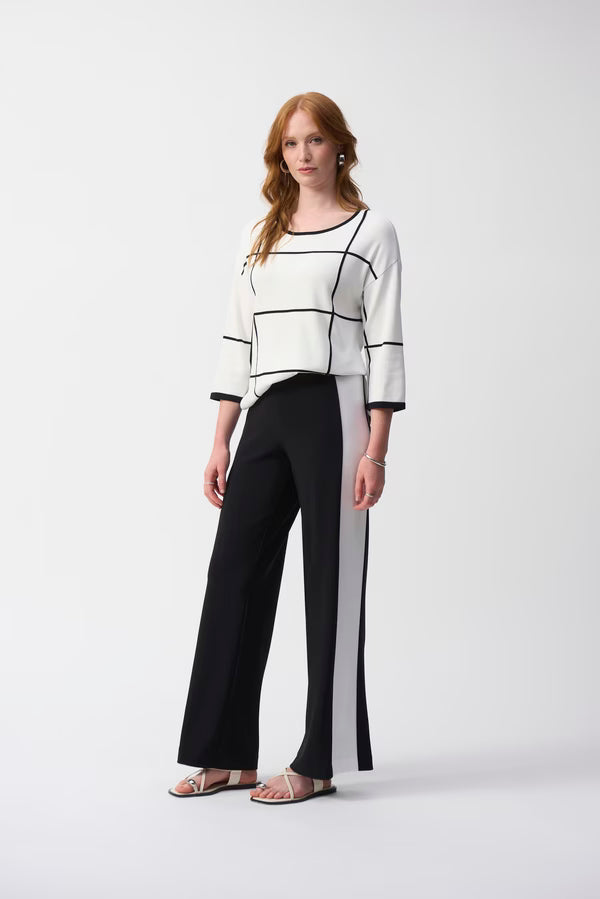 Pantalón Wide Leg Negro con Contraste – Joseph Ribkoff 251059