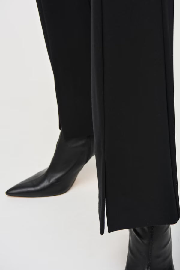 Pantalón Flare Negro con Detalles Efecto Piel – Joseph Ribkoff 243139