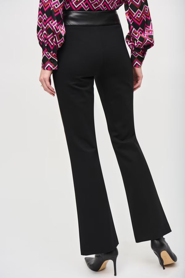 Pantalón Flare Negro con Detalles Efecto Piel – Joseph Ribkoff 243139