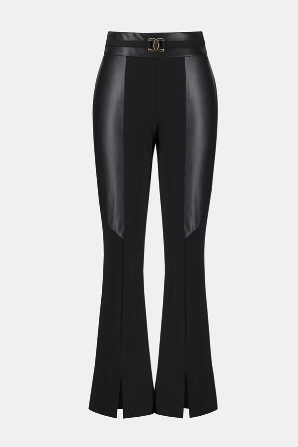 Pantalón Flare Negro con Detalles Efecto Piel – Joseph Ribkoff 243139