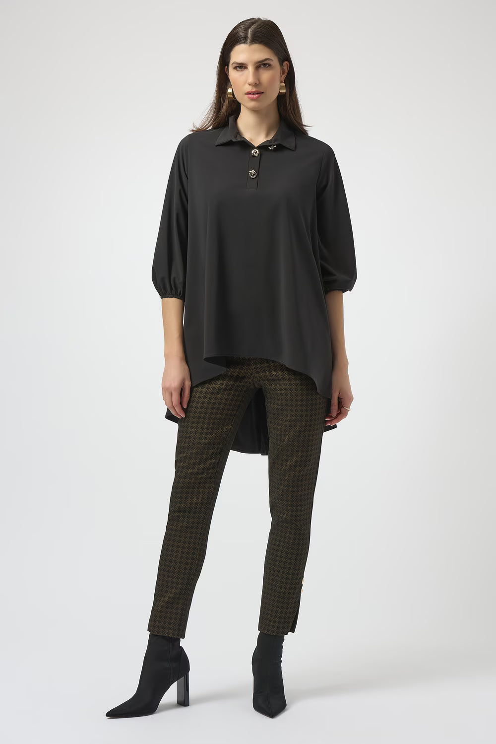 Blusa Camisera Negra Asimétrica – Joseph Ribkoff 254066