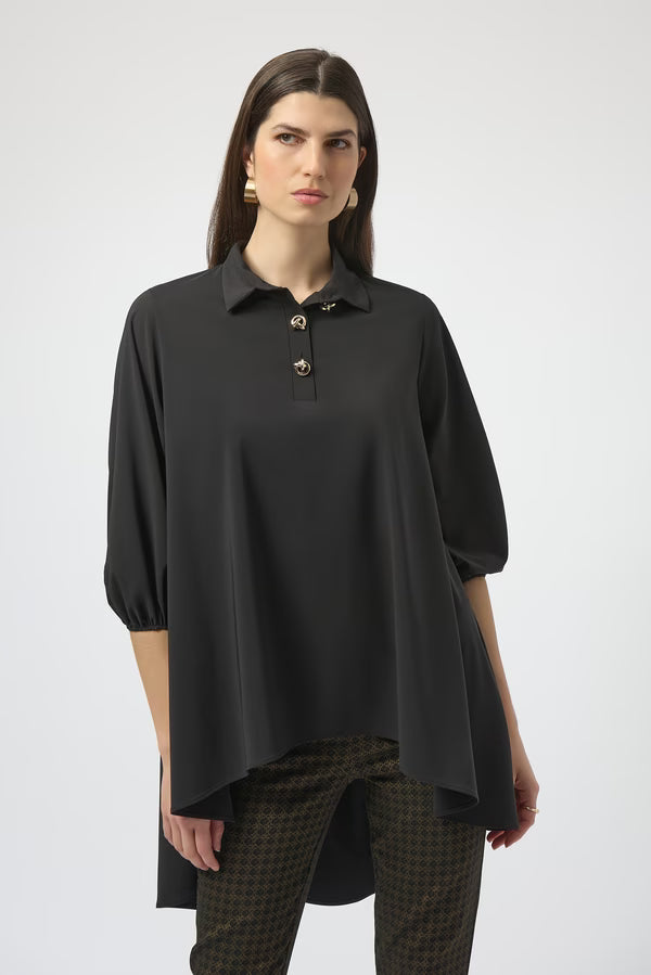 Blusa Camisera Negra Asimétrica – Joseph Ribkoff 254066