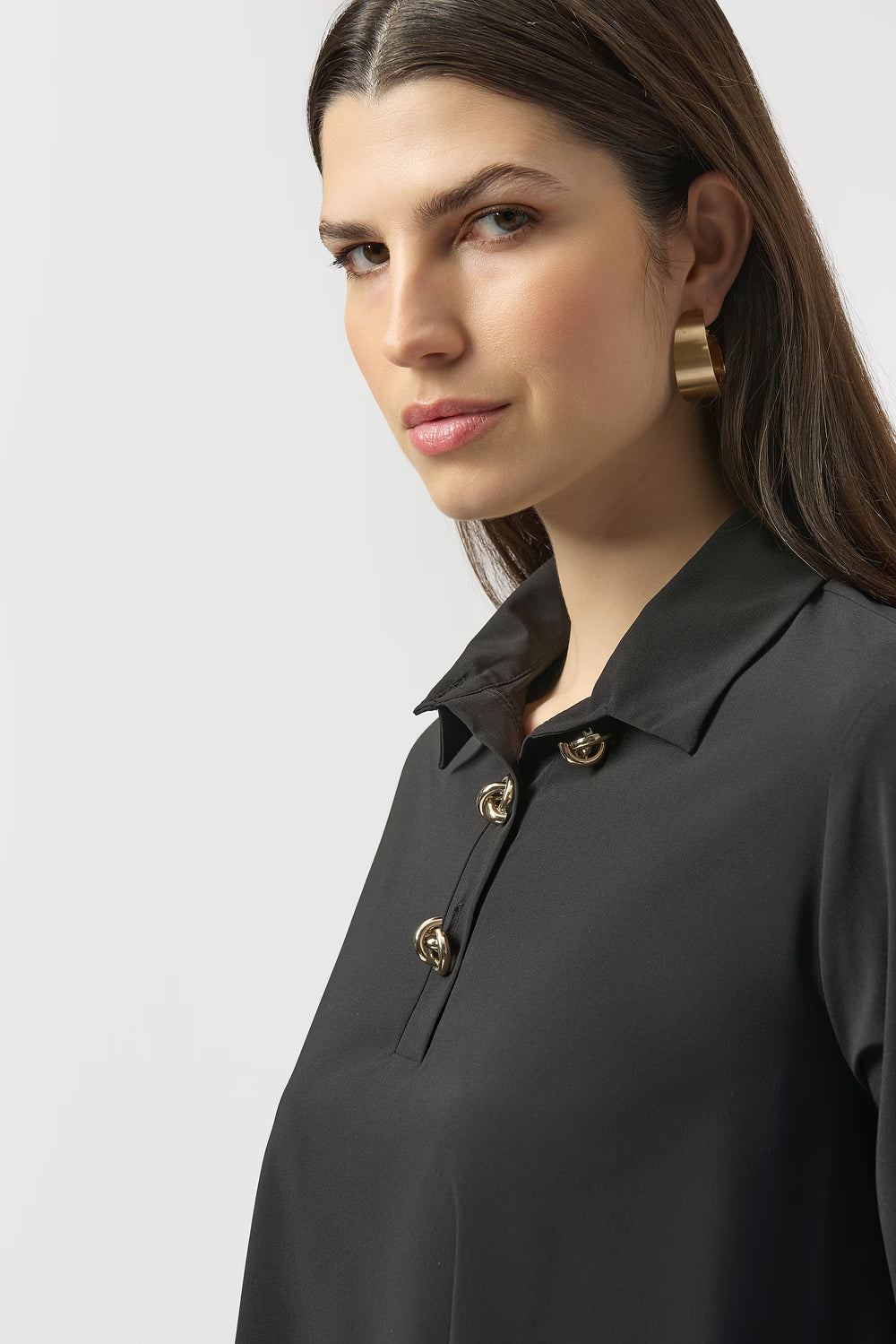 Blusa Camisera Negra Asimétrica – Joseph Ribkoff 254066