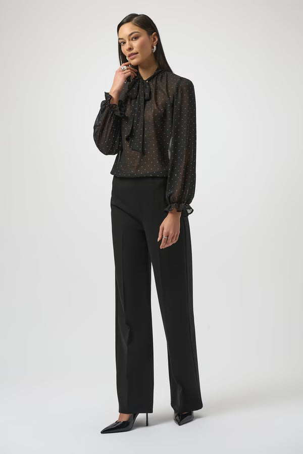 Blusa Negra Transparente con Brillos – Joseph Ribkoff 254200