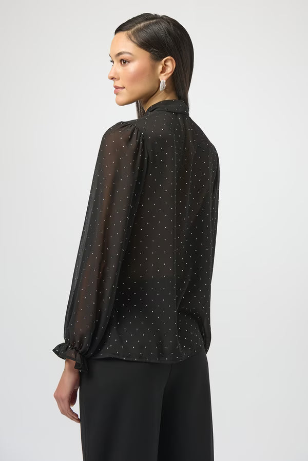 Blusa Negra Transparente con Brillos – Joseph Ribkoff 254200