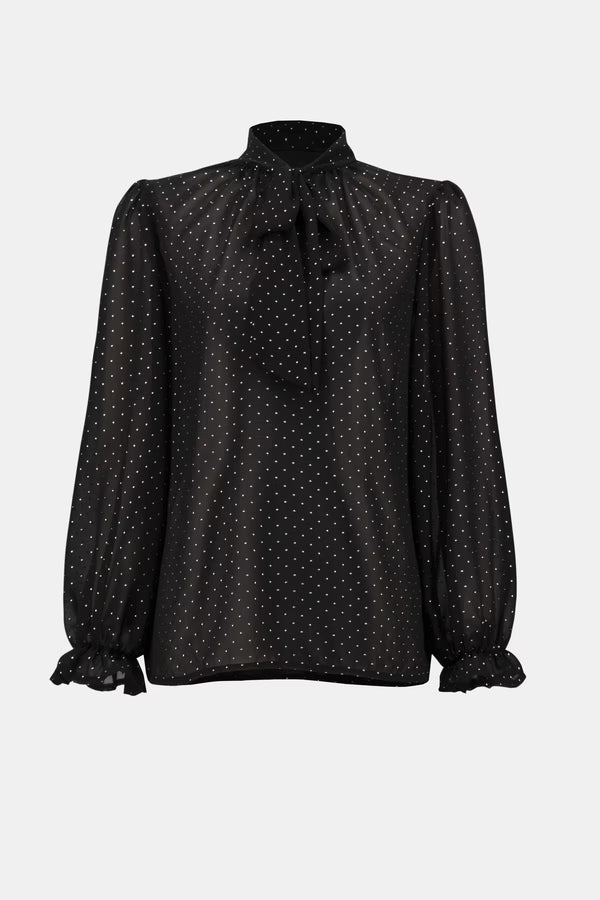Blusa Negra Transparente con Brillos – Joseph Ribkoff 254200
