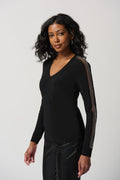 Blusa Negra con Detalle Brillante – Joseph Ribkoff 234278