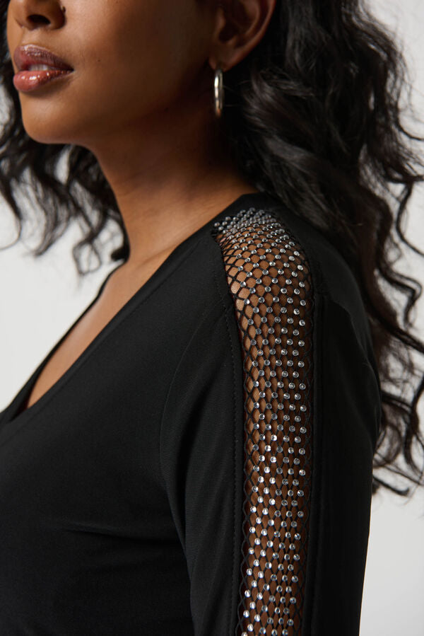 Blusa Negra con Detalle Brillante – Joseph Ribkoff 234278