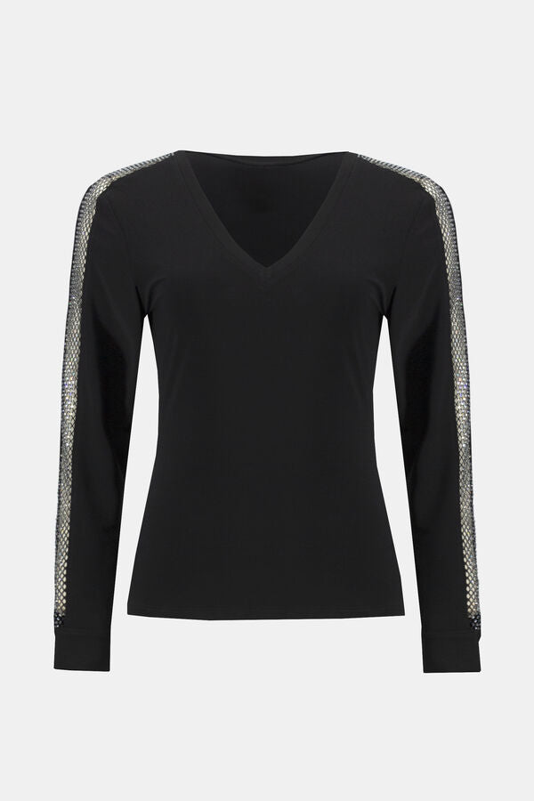 Blusa Negra con Detalle Brillante – Joseph Ribkoff 234278